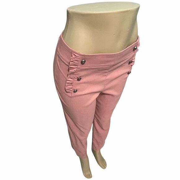 Love Scarlett Straight Leg Cropped Ankle Pants Pull On Dusty Coral Pink 10 - Picture 13 of 15